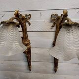 Louis xvi style wall lights in bronze (pair)