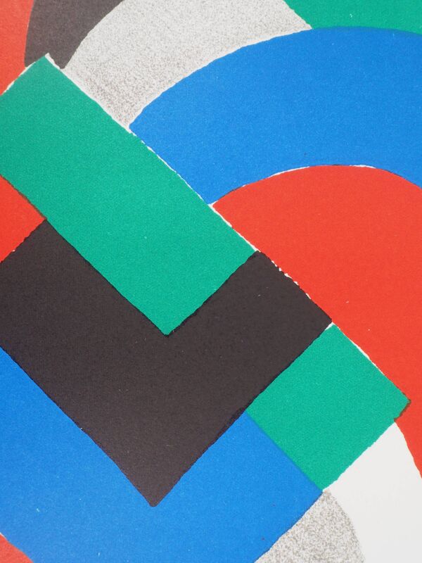 Sonia delaunay : composition bleu, vert et rouge - lithographie originale
