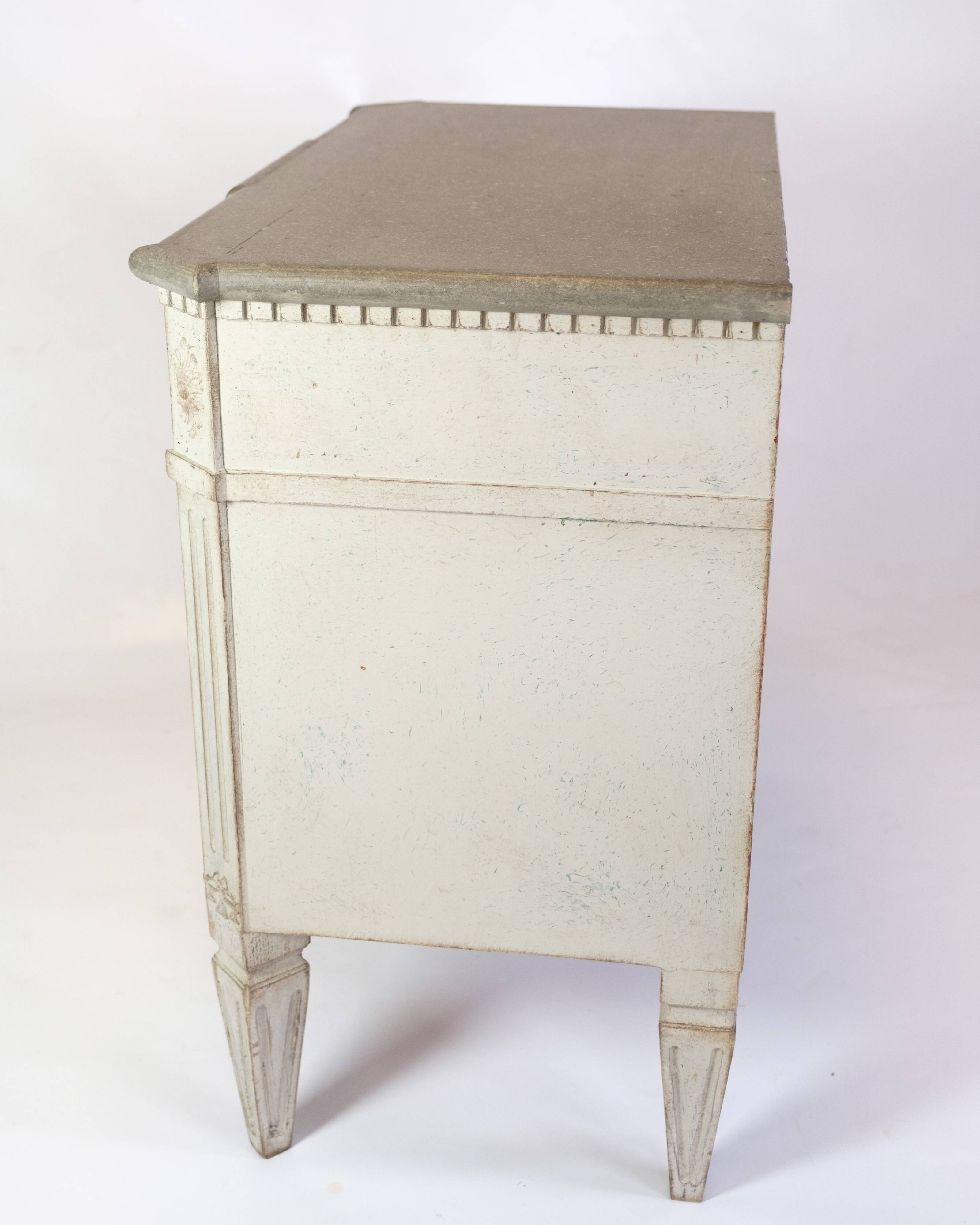 Gustavian Chest Of Drawers Grey Painted, Swedish Origin From 1840s