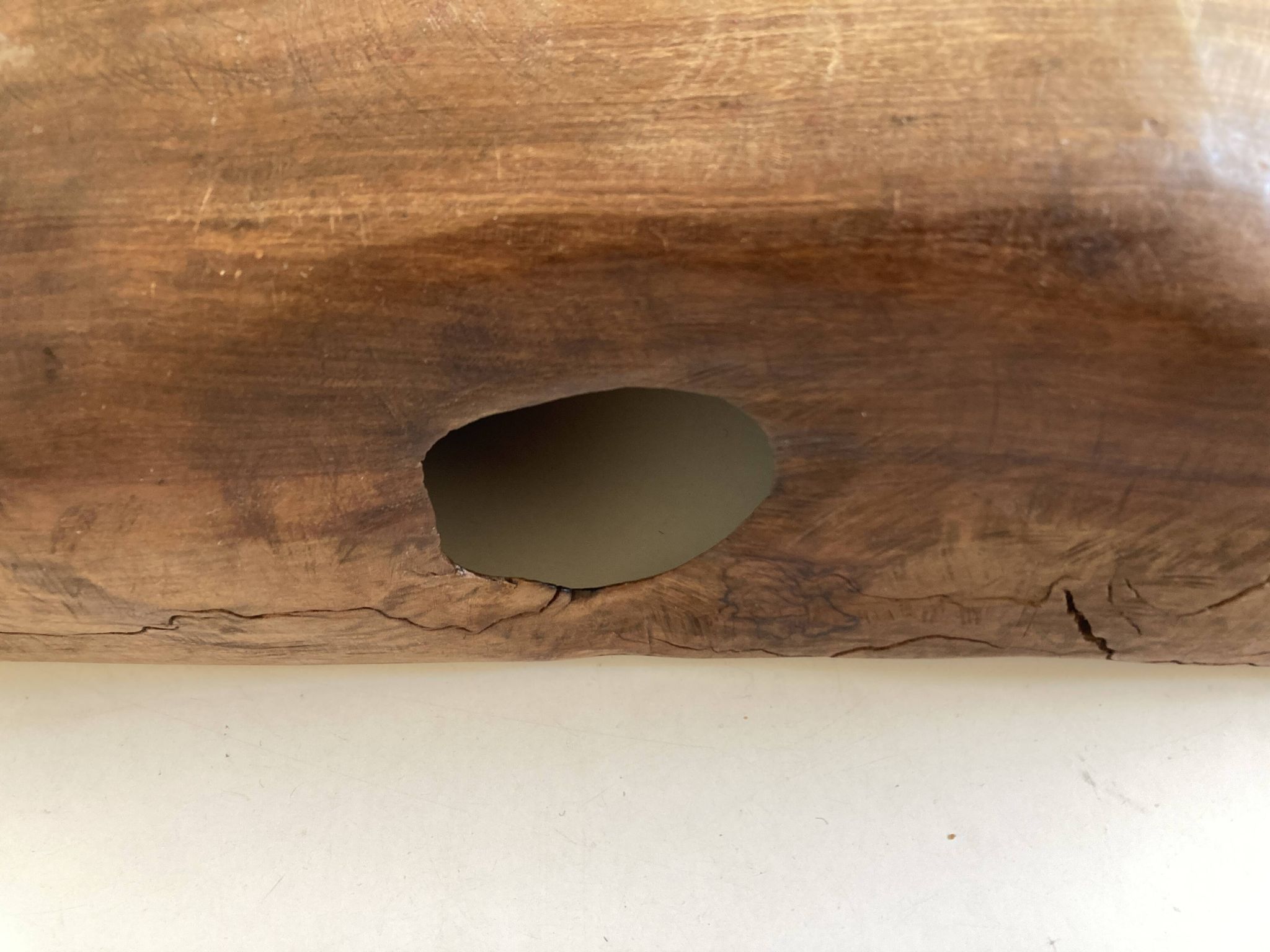 Coupe centre de table XxXL en bois de noyer creusé 1960 monoxyle