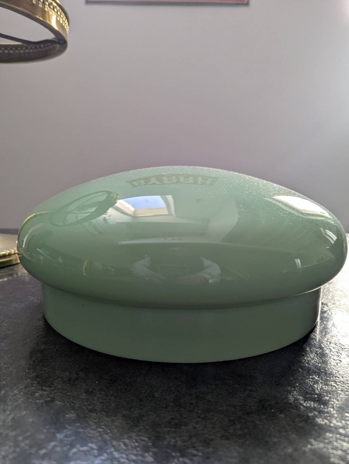 Antique Second Empire Napoleon III table lamp, 1870, brass and opaline glass