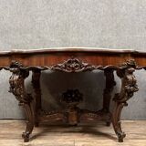 Violin-shaped pedestal table in mahogany and white marble, Napoleon III period