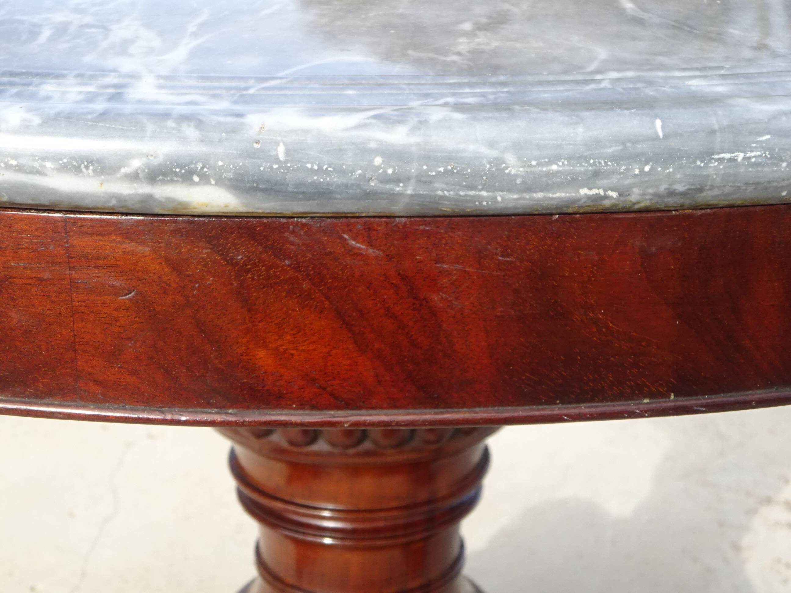 Empire guéridon, rotating marble top