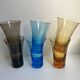 Set of 6 colored and engraved design shot glasses 60s-70s