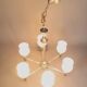 Maison Lunel 1960 6-light chandelier in gilded brass and green lacquered.