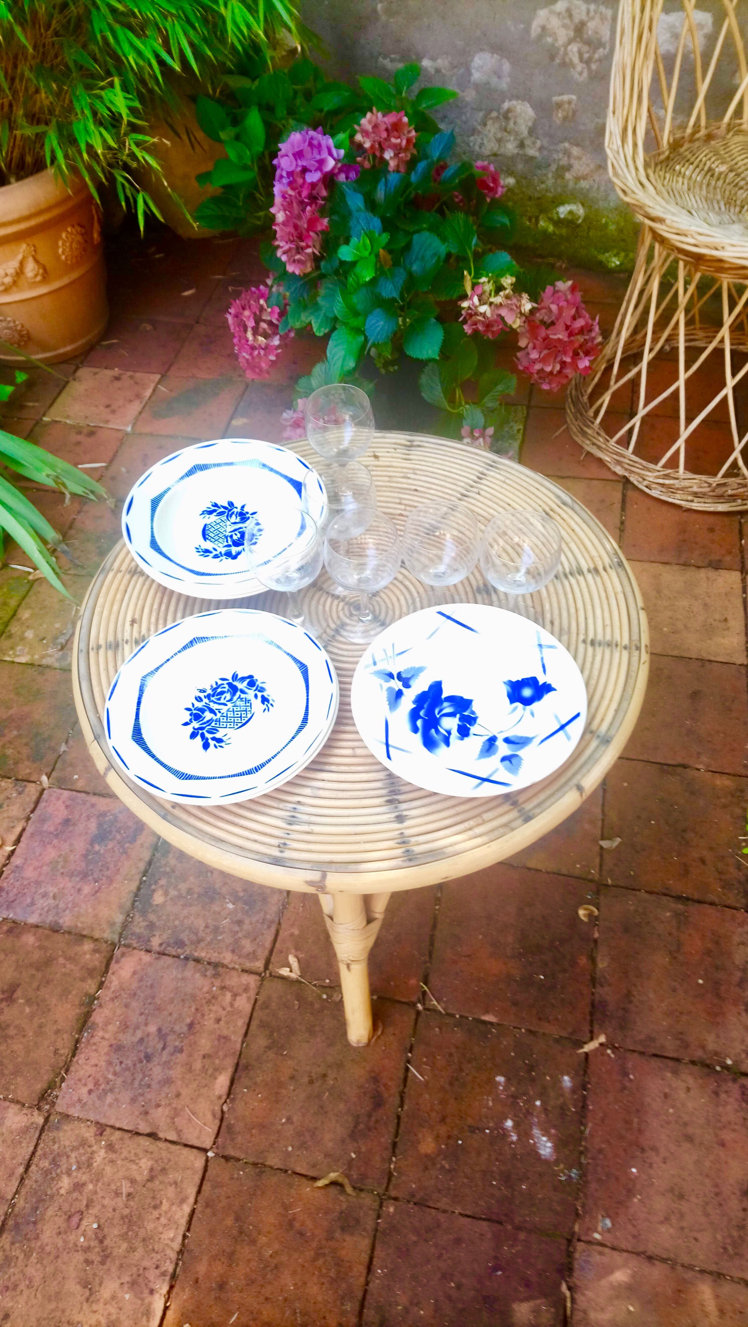 Vintage plates 50's blue