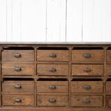 Craft cabinet with drawers in wood and blue stone
