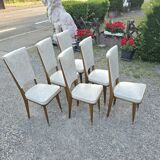 Set of 6 Art Deco chairs in walnut wood
