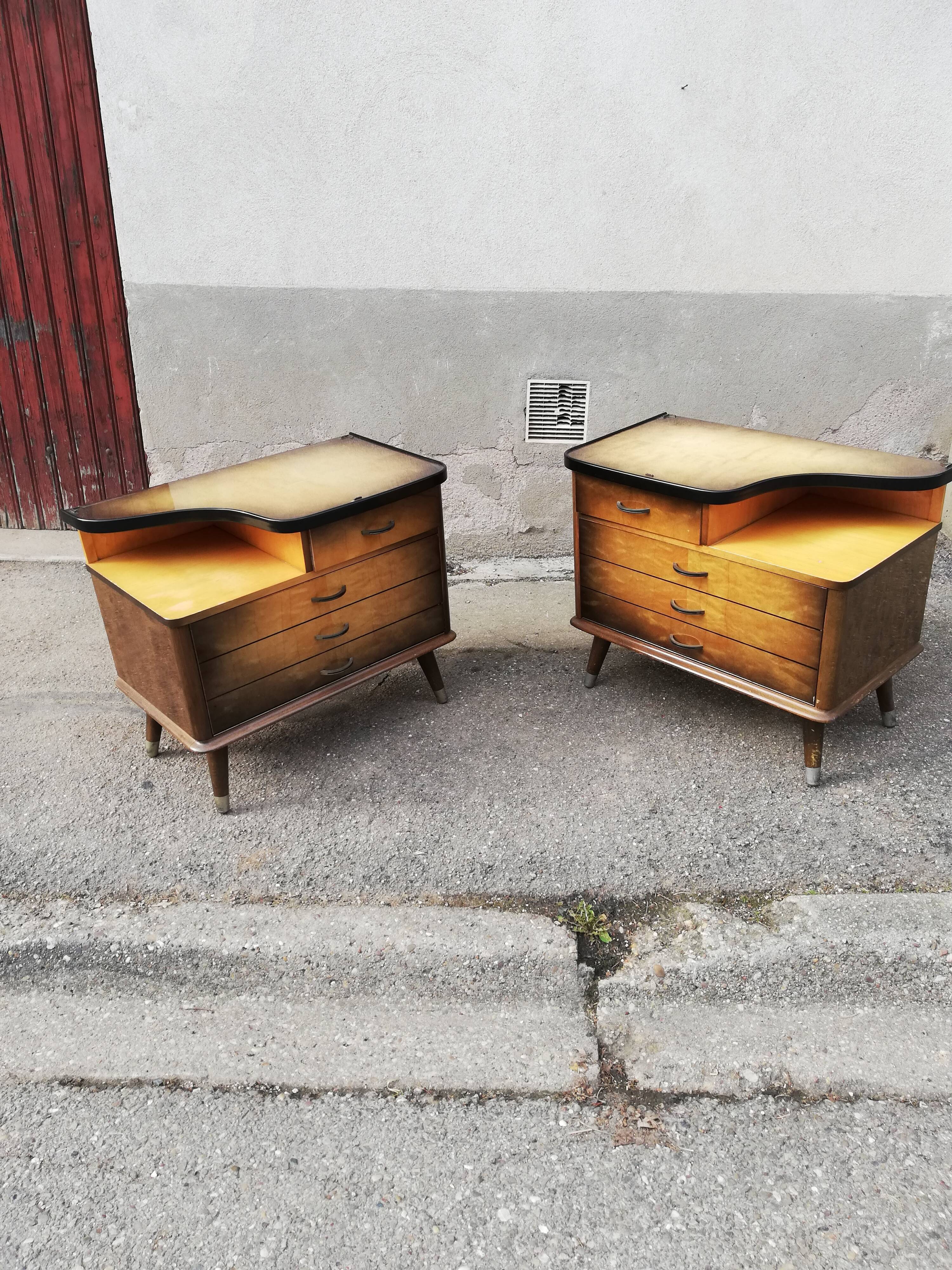 Pair of vintage bedside compass feet