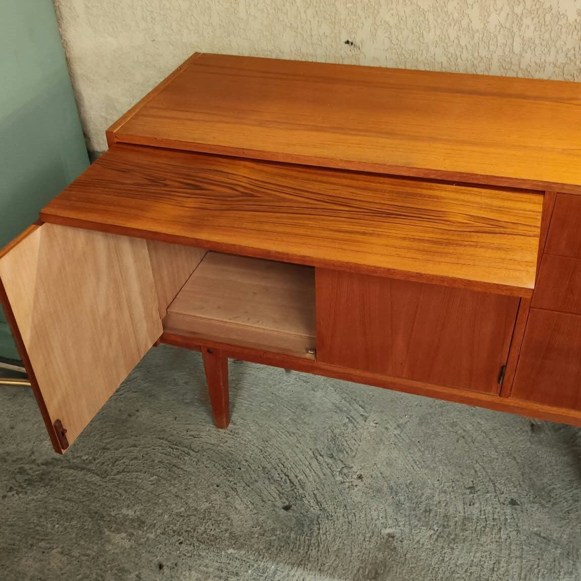 Vintage Scandinavian teak sideboard with desk tablet, 1960s