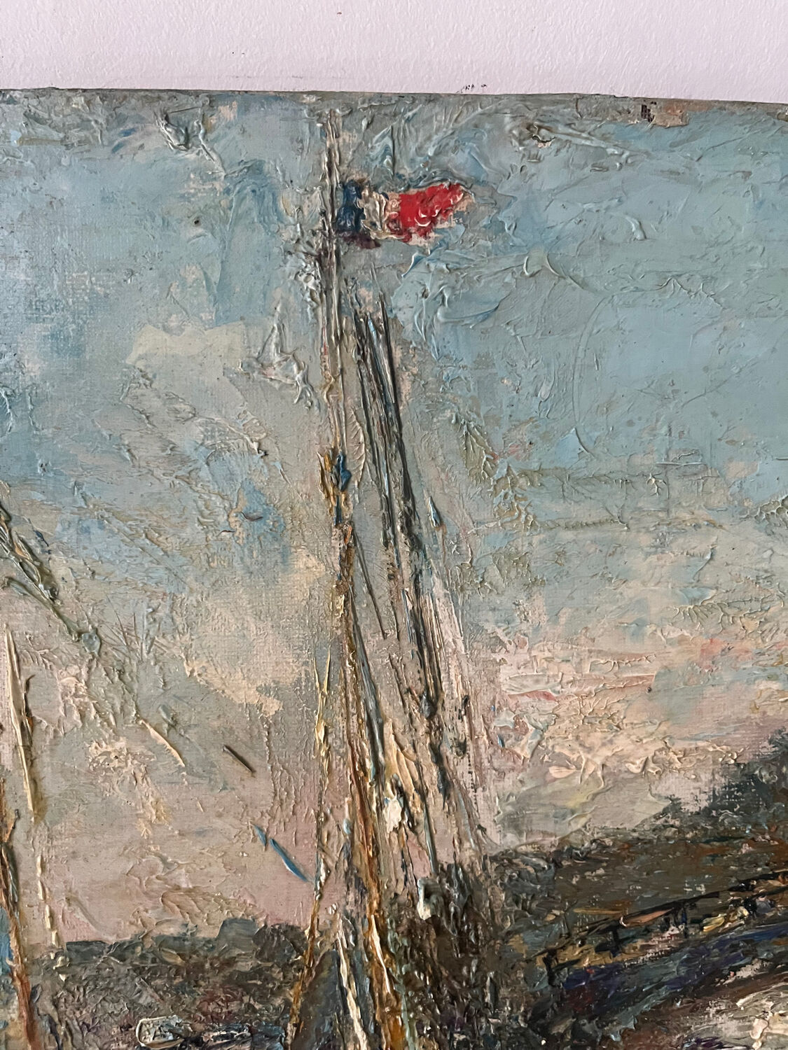 Mediterranean port, oil on canvas knife technique