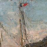 Mediterranean port, oil on canvas knife technique