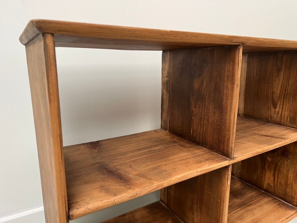 Antique pine storage cabinet with lockers