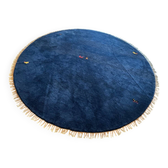 Round Persian Gabbeh rug - midnight blue 250x240 cm