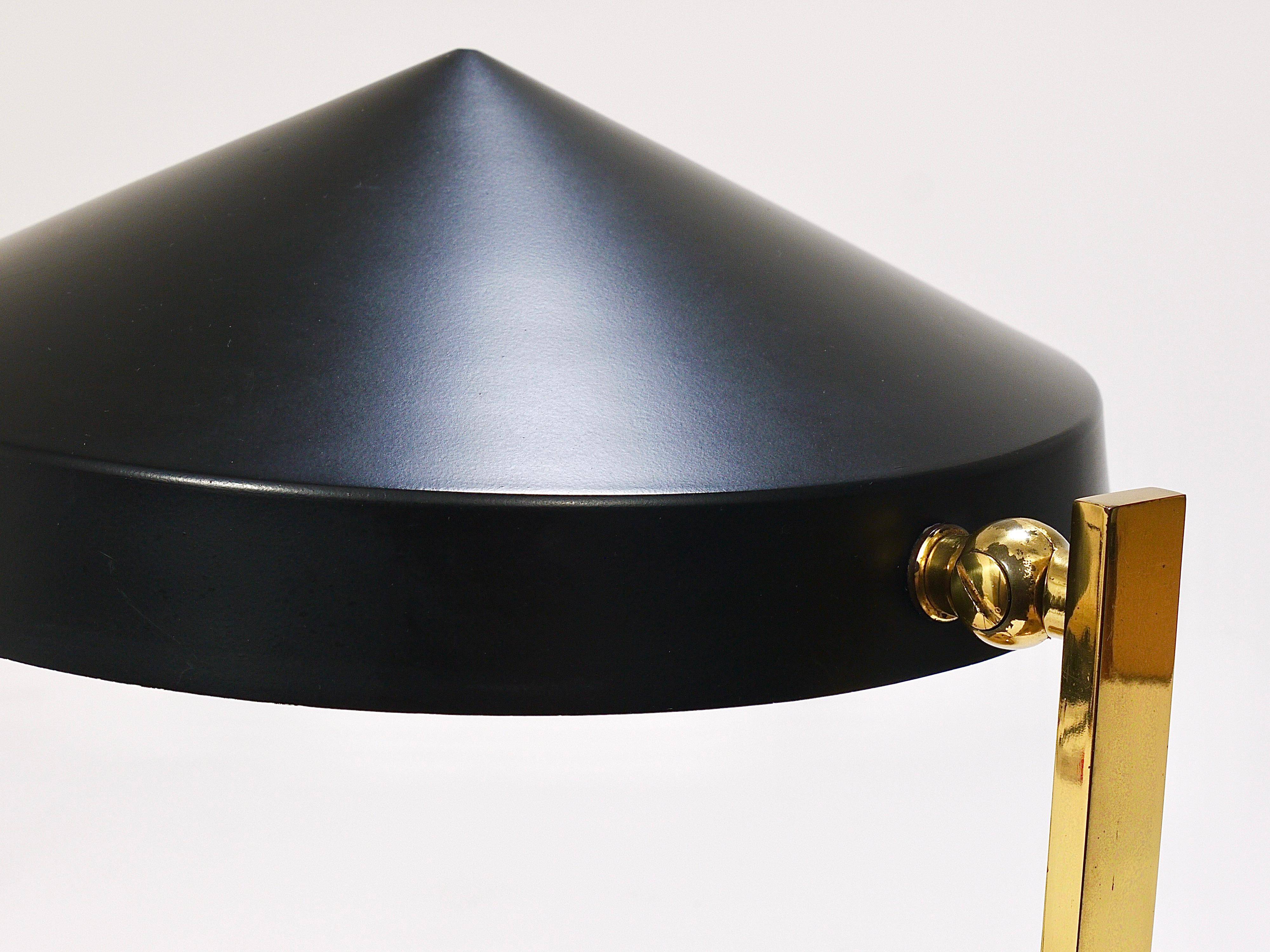 Mid-century table or desk lamp in black brass, Austria, 1960s.