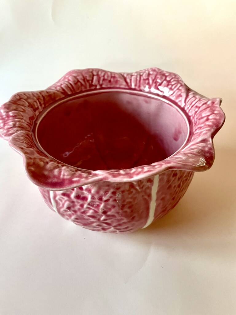 Secla soup tureen vintage pastel rose in Majolica – Cabbage model – 1970s