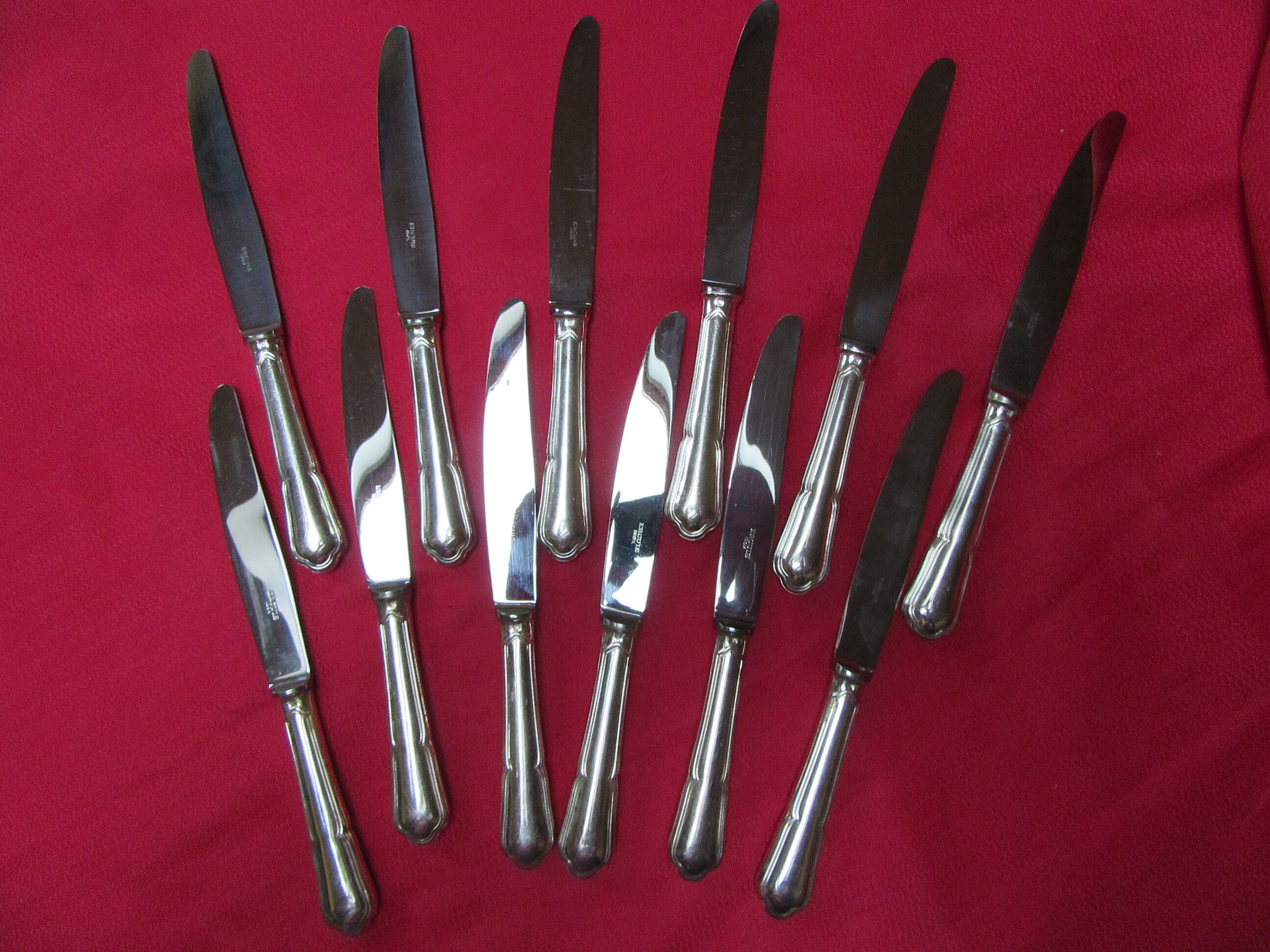 12 knives ercuis metal argente model contours victoria