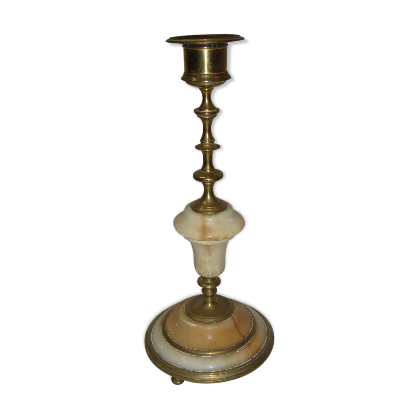 Candlestick in brass and marble from 1970