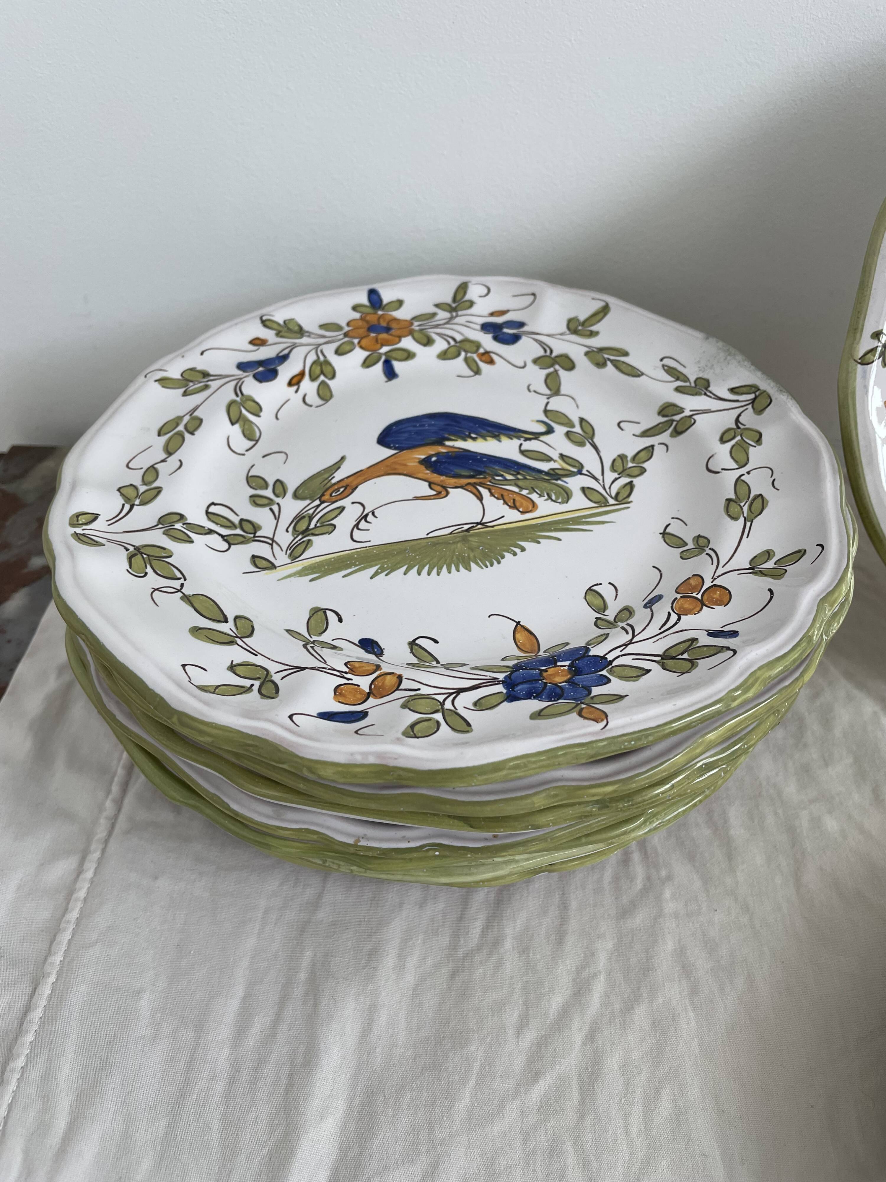 Dessert service, earthenware, Martres-Tolosane, signed Matet France
