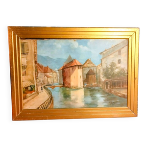 huile sur panneau h.