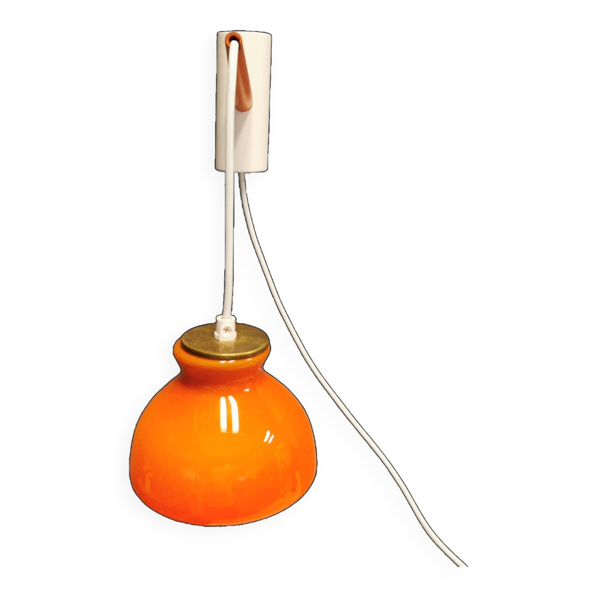 Holmegaard wall lamp in glass, nice orange/red color, danish design, retro, vintage, 1970s