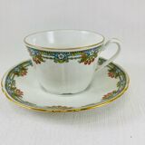 8 Balleroy & Cie Cherry Pattern Tea Cups and Saucers