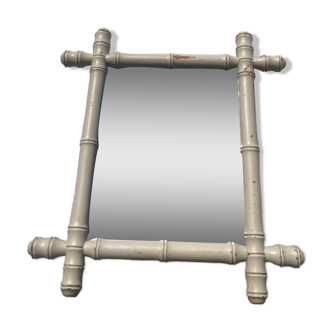 White wood bamboo mirror