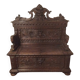 Gothic church bench with chest in carved oak