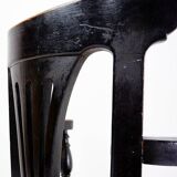 Chaise de paquebot en chêne teinté noir du 19e siècle