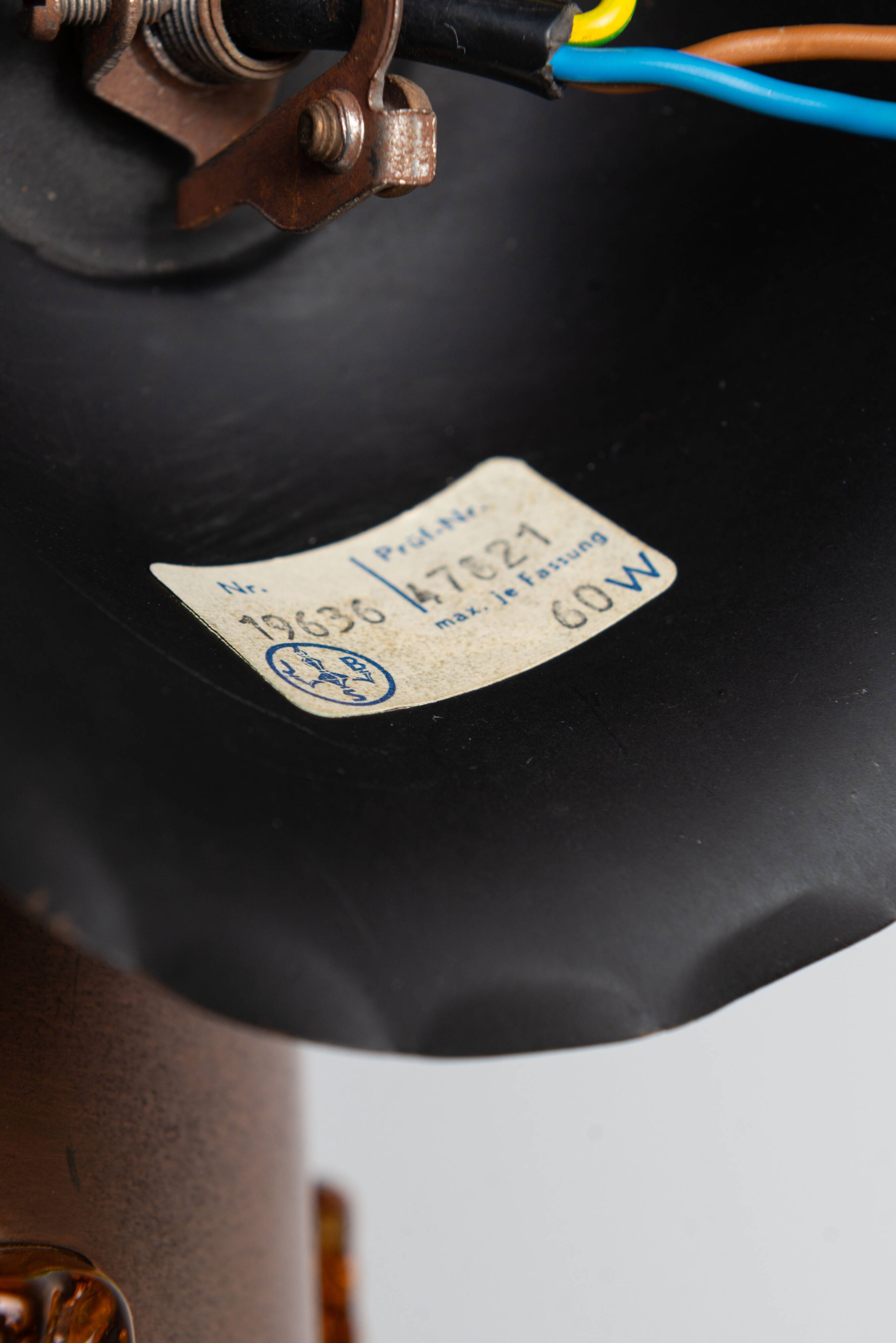 Josef Brumberg JBS Leuchten set of pendants with brass and amber glass