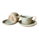 Two large Jean Austruy stoneware cups and saucers