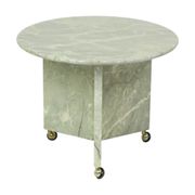 Table d'appoint ronde en marbre, table à plantes sur roulettes, années 1970
