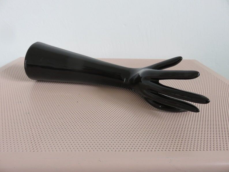 Large black ceramic fig hand 70s