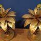 Hollywood Regency Palm Tree Lamp Trio – Hammered Gold Metal