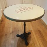 Jeanette bistro table d70 cm enamelled tray surrounded brass brushed molded foot tripod black cast