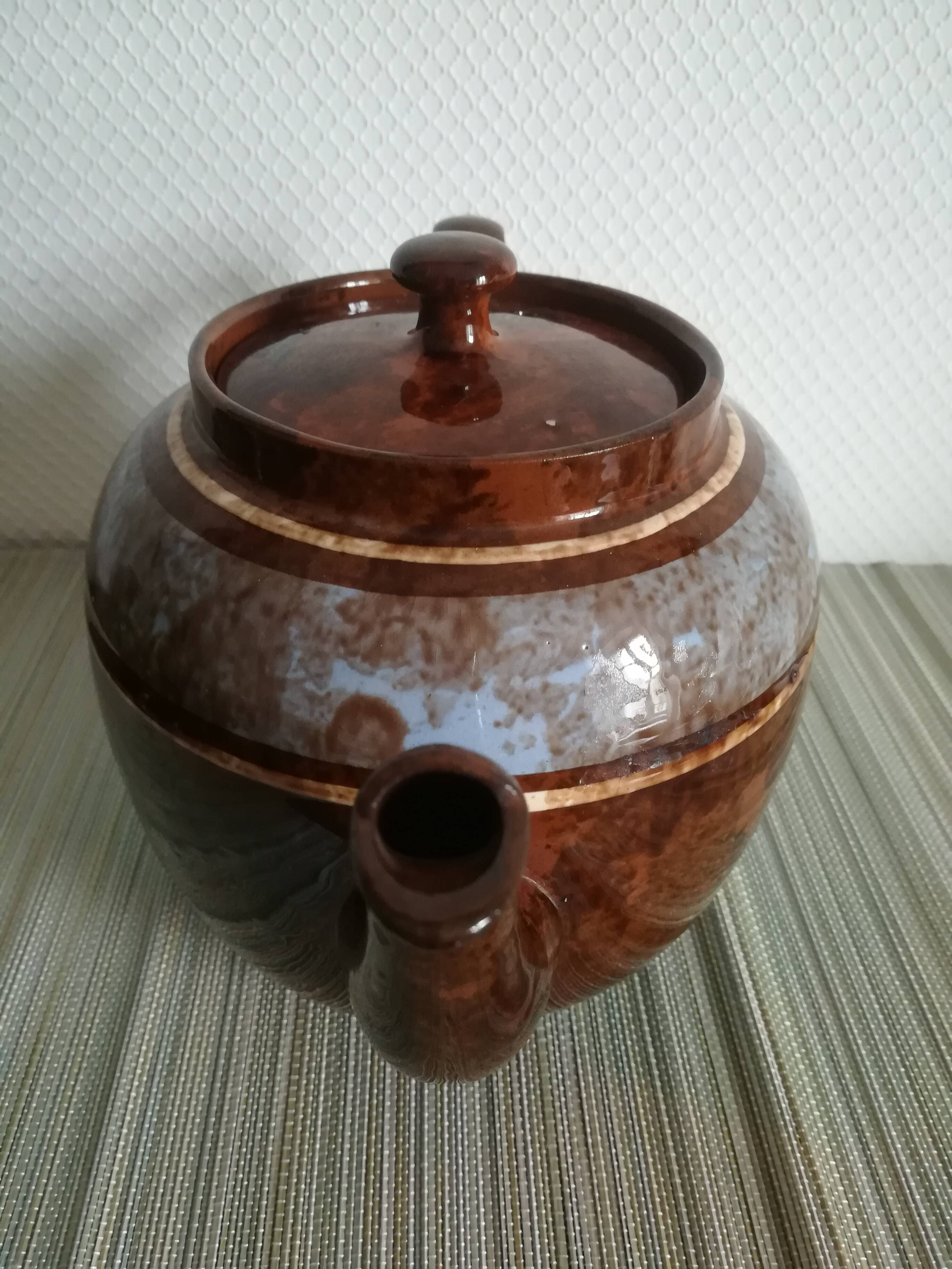 large vintage English earthenware teapot