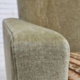 1970s, Danish armchair, original condition, furniture velour, woven wool fabric, teakwood.