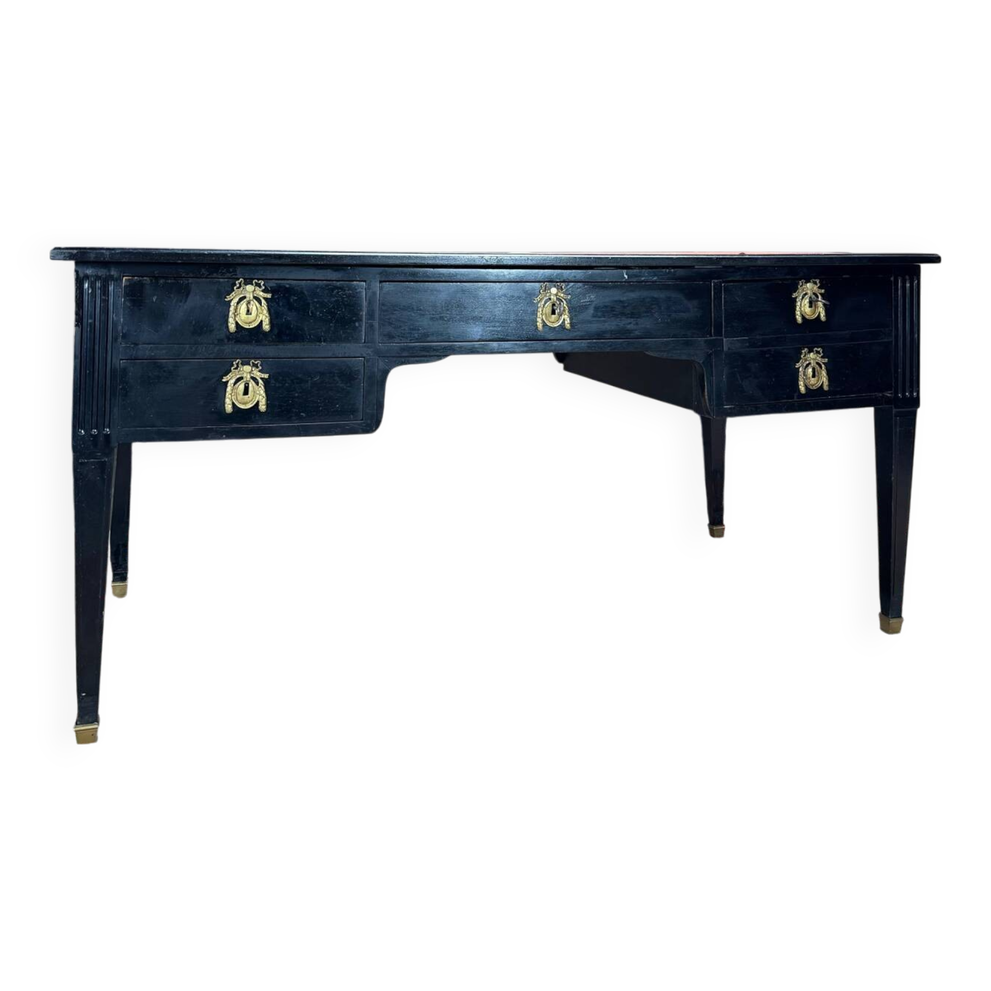 Large Louis XVI Period 18th Century Blackened Wood Flat Desk