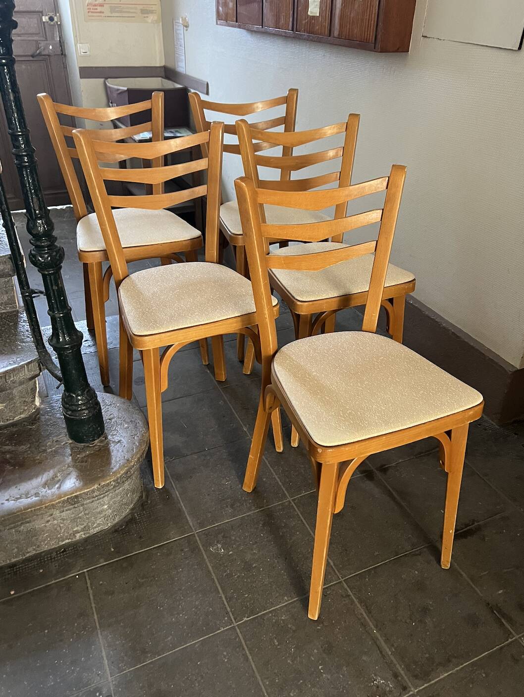 Chaises Baumann Bistrot Vintage Skaï Blanc