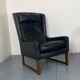 Fauteuil vintage à dossier à oreilles en cuir noir par Rudolf Glatzel pour Kill, 1960