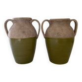 Paire de jarres bicolores