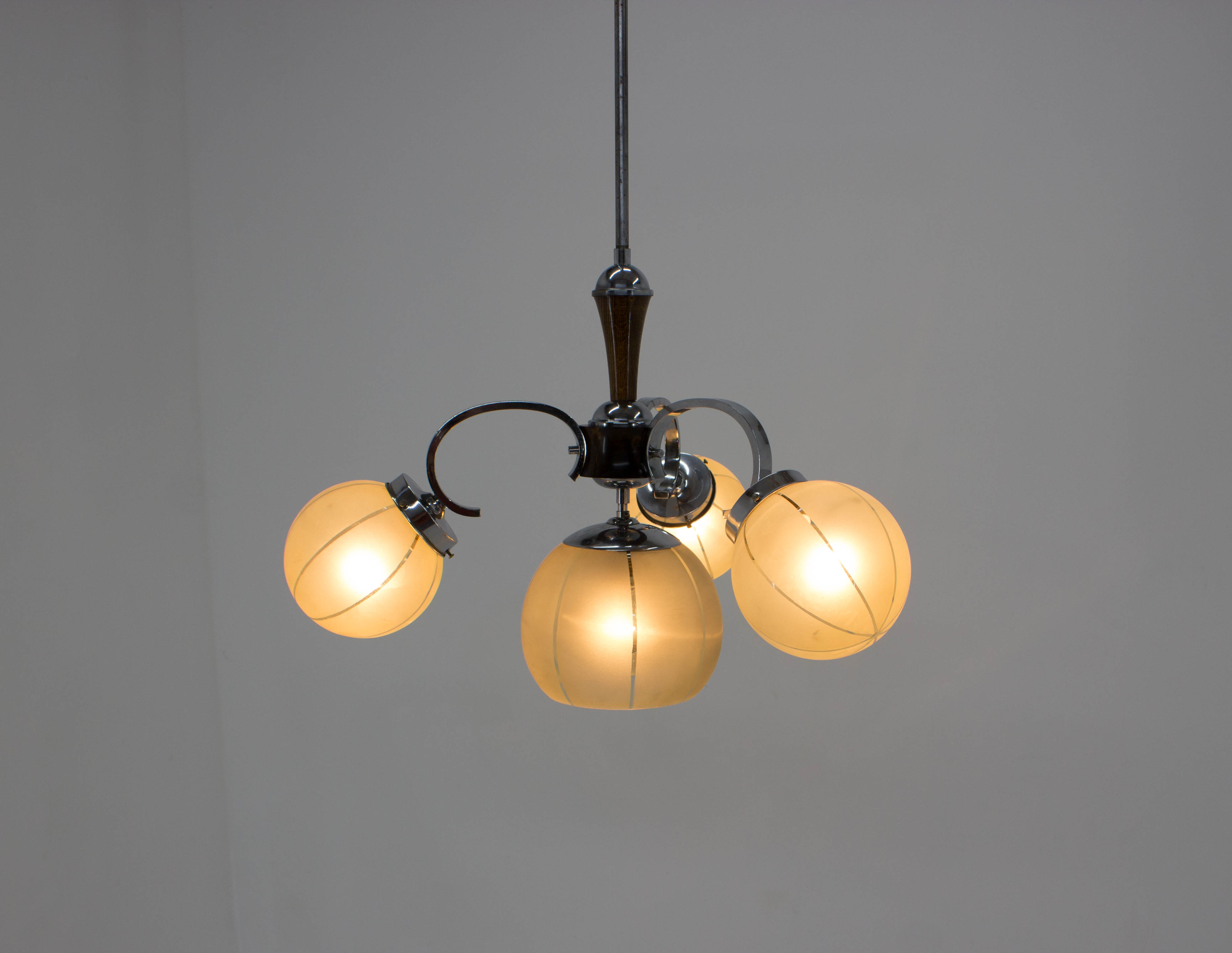 Chrome-plated Art Deco Chandelier, 1940s