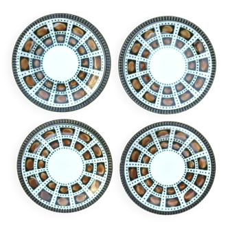 Set of 4 BOCH La Louvière dessert plates - Bernadette series - 1966