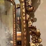 Large 19th Century French Giltwood Marriage Mirror Antique Overmantel Mirror with Original Mercury Foxed Glass
