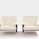 Pair of armchairs by Carlo De Carlo, rosewood, leather, brass, 1966