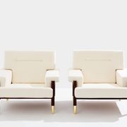 Pair of armchairs by Carlo De Carlo, rosewood, leather, brass, 1966