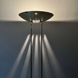 Modernist halogen floor lamp with a gold bowl, 1980.