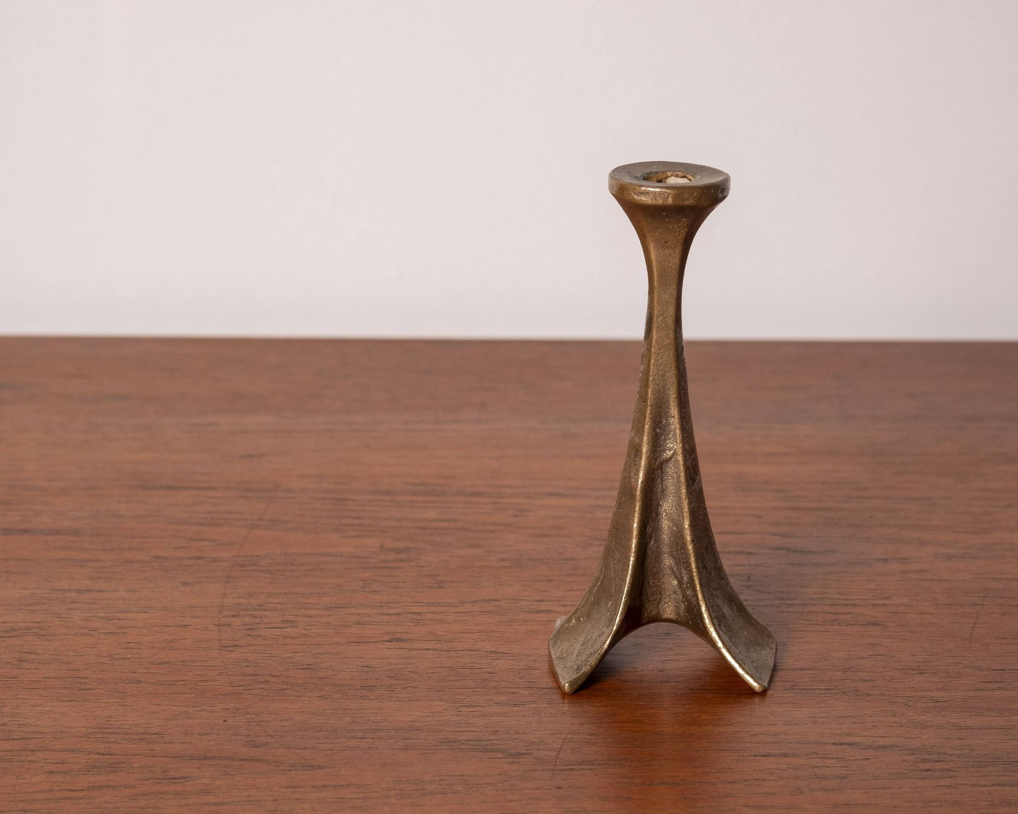 Brutalist bronze candlestick by Michael Harjes, 1970s, Germany.