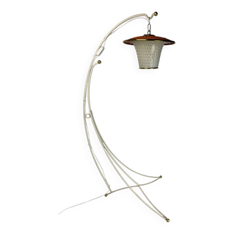 Midcentury French rockabilly lantern low floor lamp, 1950s
