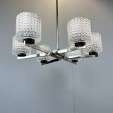 Six-light chandelier by Kaiser Leuchten, chrome, glass, vintage of the 60s